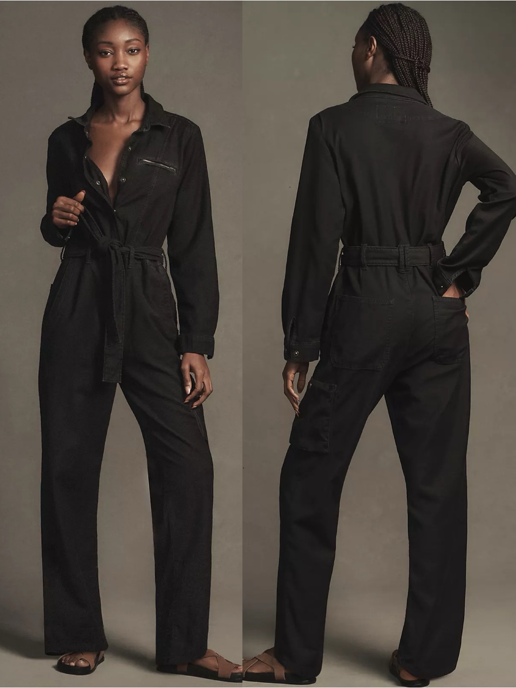 Anthropologie Pilcro The Lonnie Denim Coverall Jumpsuit Black